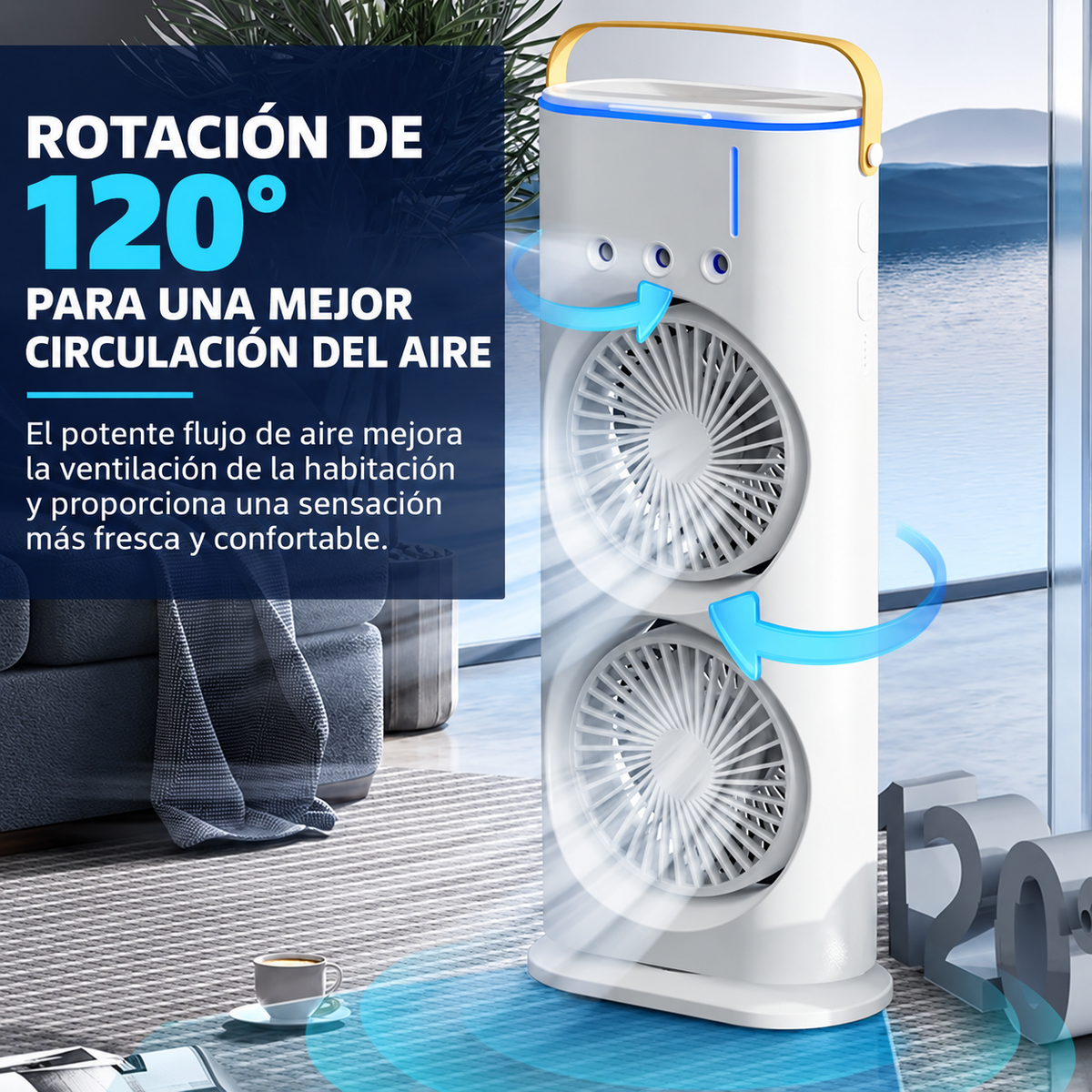 Ventilador Doble con Humidificador Recargable USB 10W