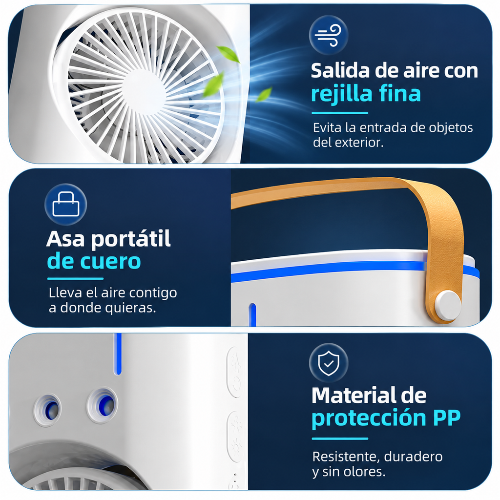 Ventilador Doble con Humidificador Recargable USB 10W