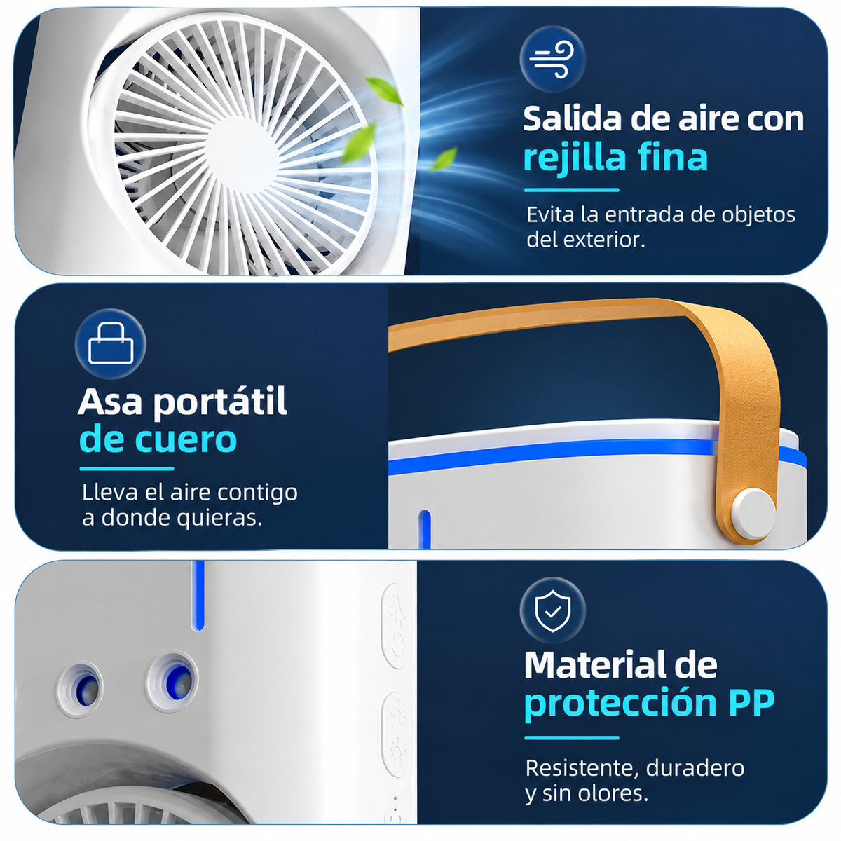 Ventilador Doble con Humidificador Recargable USB 10W