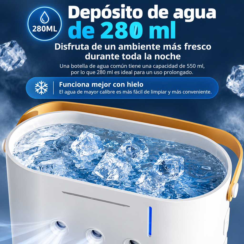 Ventilador Doble con Humidificador Recargable USB 10W