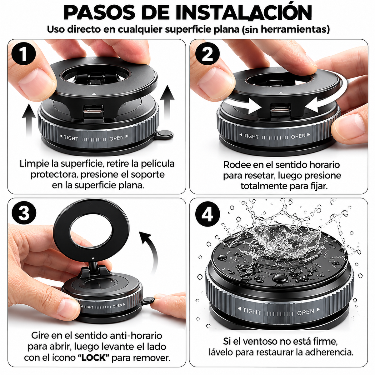 Soporte de Celular para Auto con Ventosa Rotación 360°