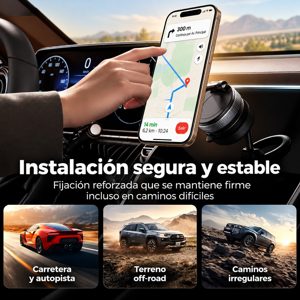 Soporte de Celular para Auto con Ventosa Rotación 360°