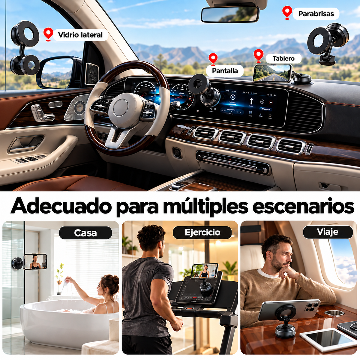 Soporte de Celular para Auto con Ventosa Rotación 360°